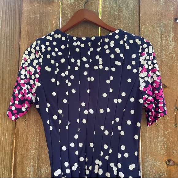 SHELBY & PALMER Women’s Navy White Pink Polka Dot Short Sleeve Dress Size Medium - Picture 7 of 11
